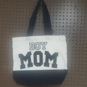 Boy Mom Black and White Tote Bag